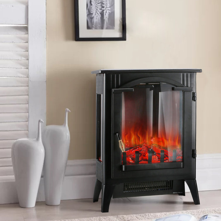 Red Barrel Studio® Freestanding Fireplace Heater With Realistic Flame